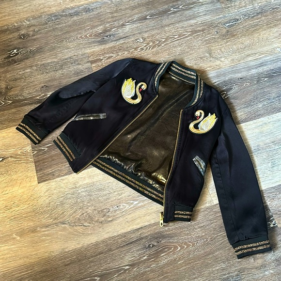 Little Marc Jacobs Star Swan Satin Reversible Black Gold Jacket Size 4 Kids New! - Picture 3 of 16